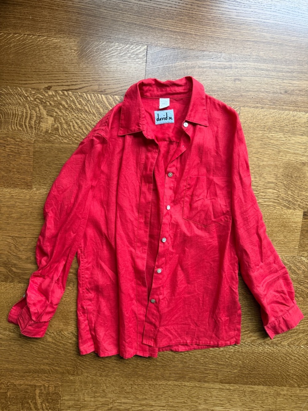 Vintage david n. Red Button-Up Shirt